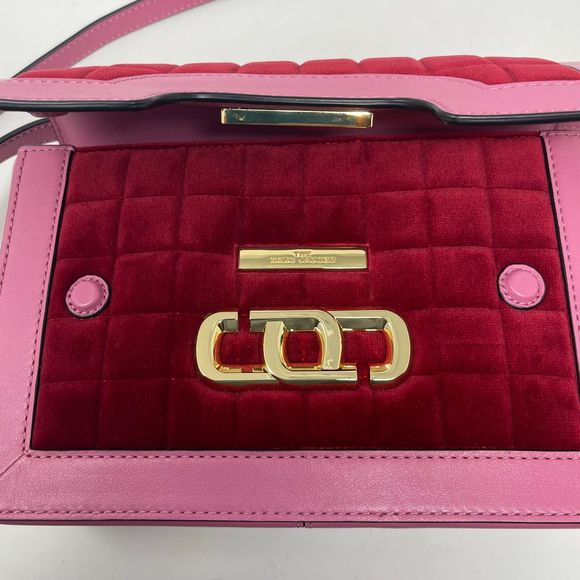 *RARE* MARC JACOBS The J Link Quilted Velvet & Leather Shoulder Bag - Pink & Red - Picture 4 of 14
